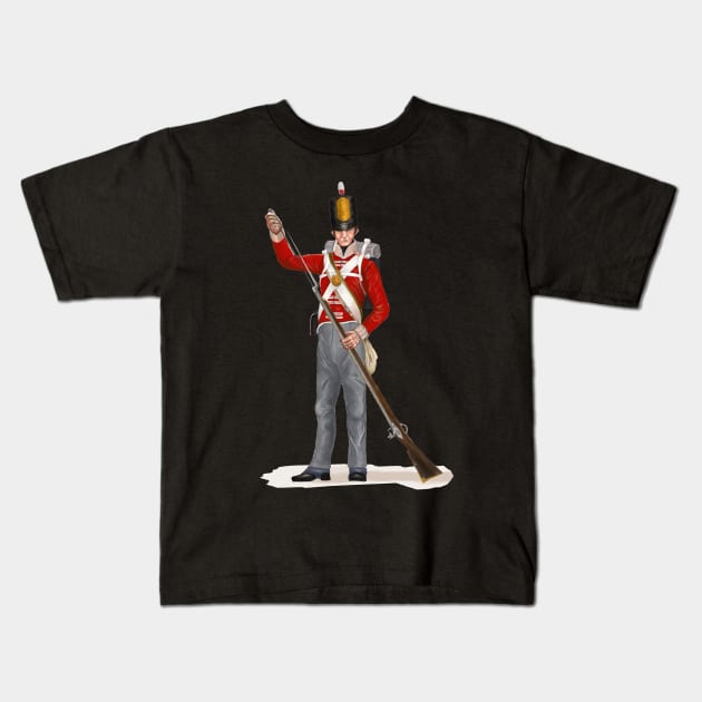 British Napoleonic Infantry (48th Regiment) Kids T-Shirt by BearCaveDesigns